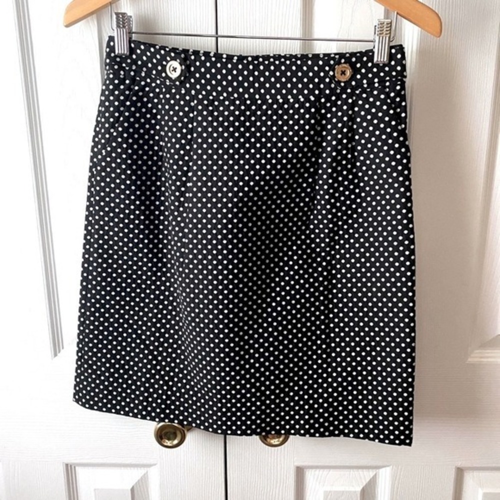 🆕 Lilly Pulitzer Robyn Black Polka-Dot Pom Pom A-line Skirt‎ SZ 2